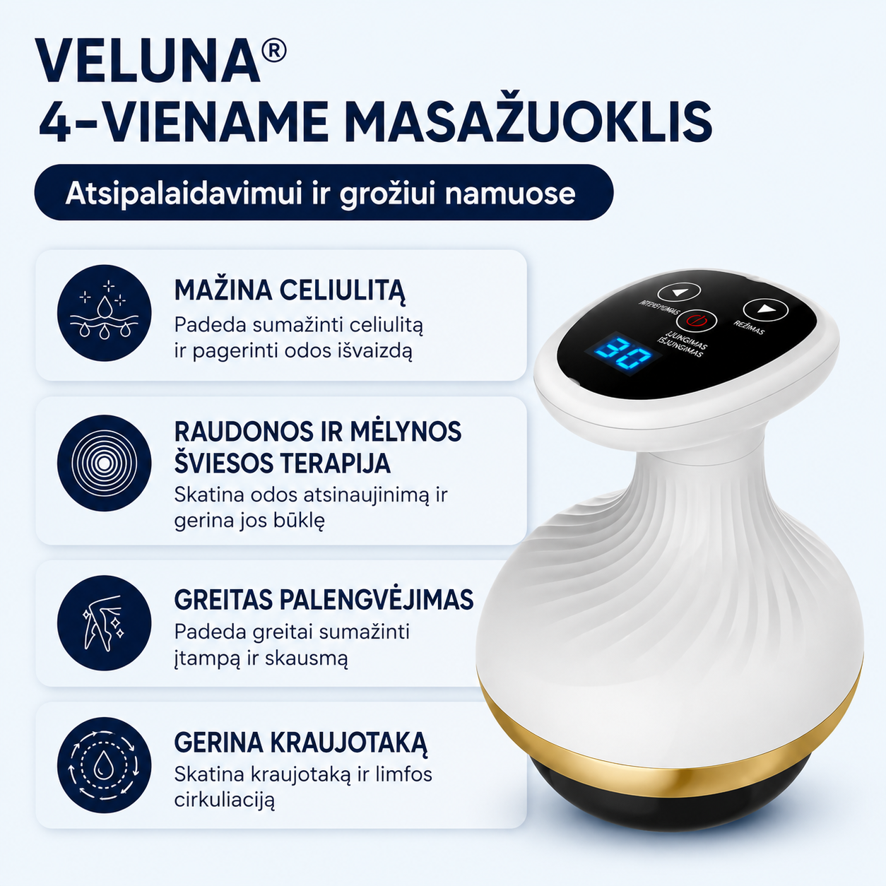 Veluna anticeliulitinis elektrinis masažuoklis
